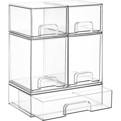 Full five-drawer set: 2 small, 2 tall, 1 wide
