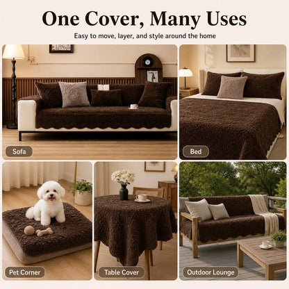 [Black Friday] 1-Piece Embossed Plush SofaCover, Thick Non-Slip Pet-Friendly CouchProtector Throw for 2- and 3-Seater Sofas