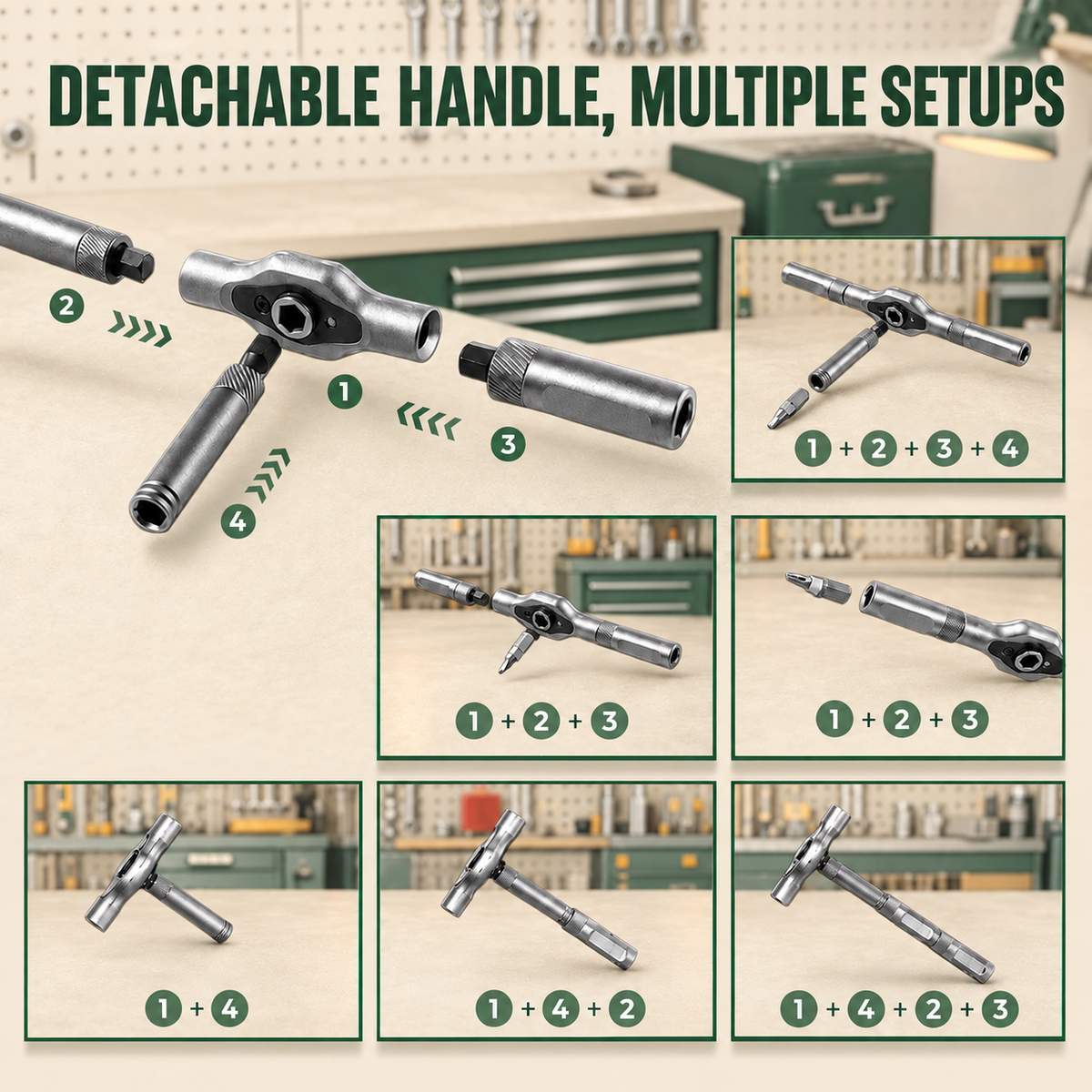 MultiTool Set — High-Torque T-Handle Ratchet Screwdriver Kit