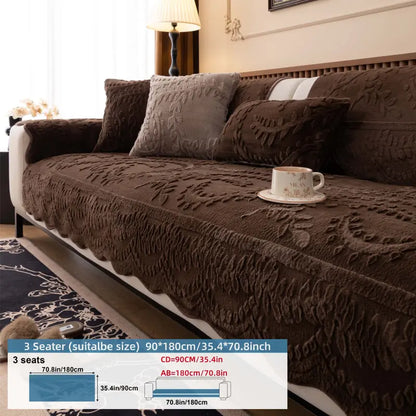 [Black Friday] 1-Piece Embossed Plush SofaCover, Thick Non-Slip Pet-Friendly CouchProtector Throw for 2- and 3-Seater Sofas