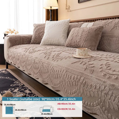 [Black Friday] 1-Piece Embossed Plush SofaCover, Thick Non-Slip Pet-Friendly CouchProtector Throw for 2- and 3-Seater Sofas