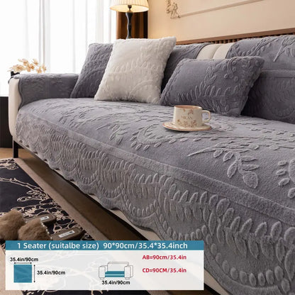[Black Friday] 1-Piece Embossed Plush SofaCover, Thick Non-Slip Pet-Friendly CouchProtector Throw for 2- and 3-Seater Sofas