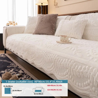 [Black Friday] 1-Piece Embossed Plush SofaCover, Thick Non-Slip Pet-Friendly CouchProtector Throw for 2- and 3-Seater Sofas