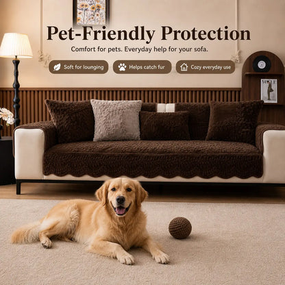 [Black Friday] 1-Piece Embossed Plush SofaCover, Thick Non-Slip Pet-Friendly CouchProtector Throw for 2- and 3-Seater Sofas