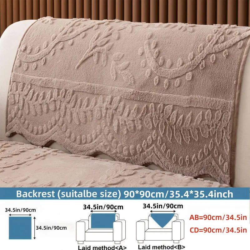[Black Friday] 1-Piece Embossed Plush SofaCover, Thick Non-Slip Pet-Friendly CouchProtector Throw for 2- and 3-Seater Sofas
