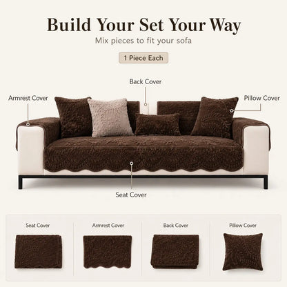 [Black Friday] 1-Piece Embossed Plush SofaCover, Thick Non-Slip Pet-Friendly CouchProtector Throw for 2- and 3-Seater Sofas