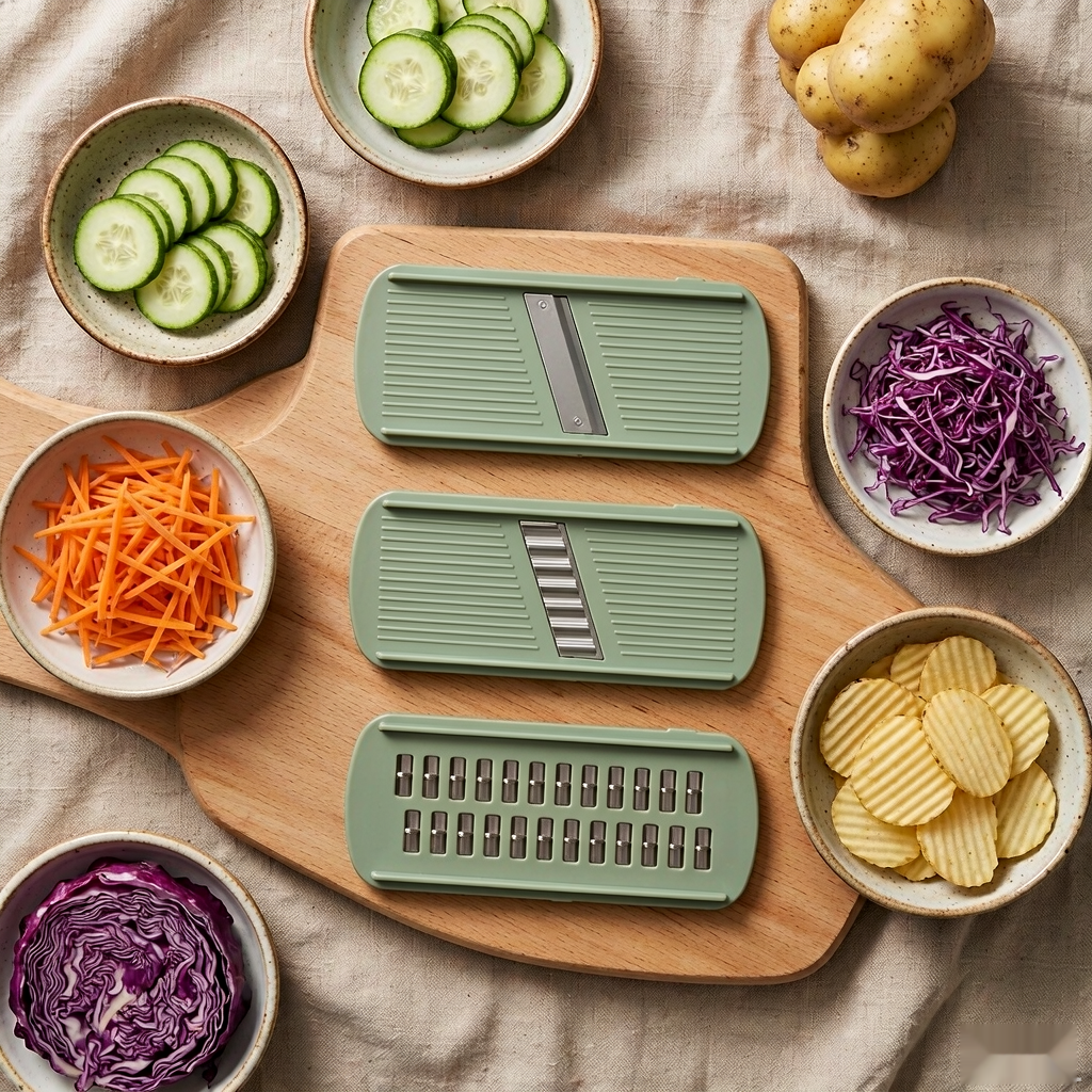 Interchangeable blade inserts on a wooden board