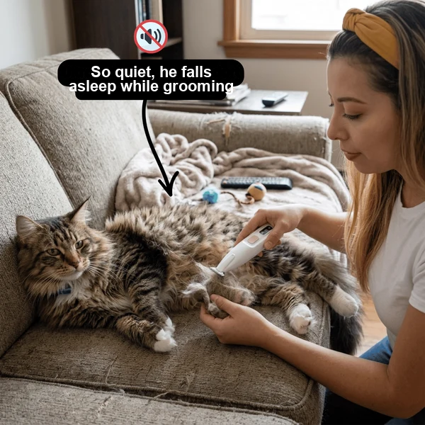 So quiet, he falls asleep while grooming