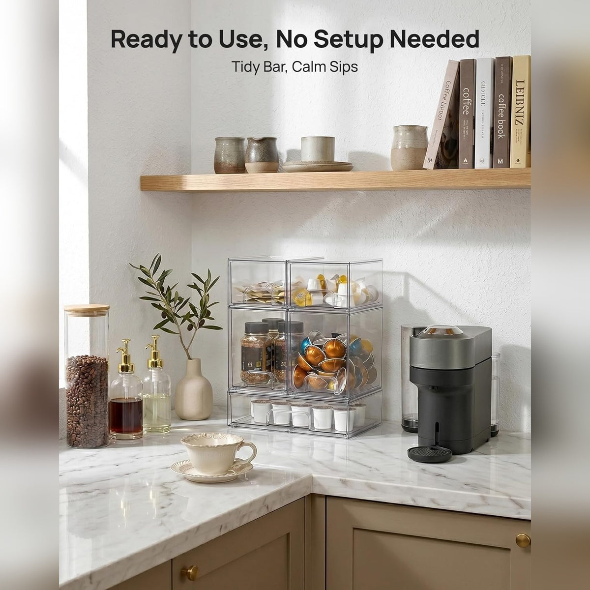 Baby bottle station on the kitchen counter