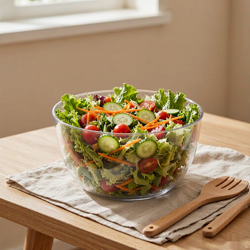 Salad served in the transparent outer bowl