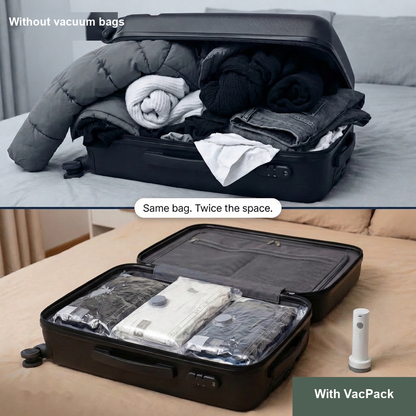 Same suitcase twice the space with VacPack Pro
